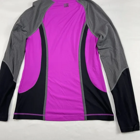 FILA Sport Womens Performance Running Shirt Medium Long Sleeve Black/pink - Picture 10 of 13